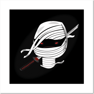 Ninja head with sword Posters and Art